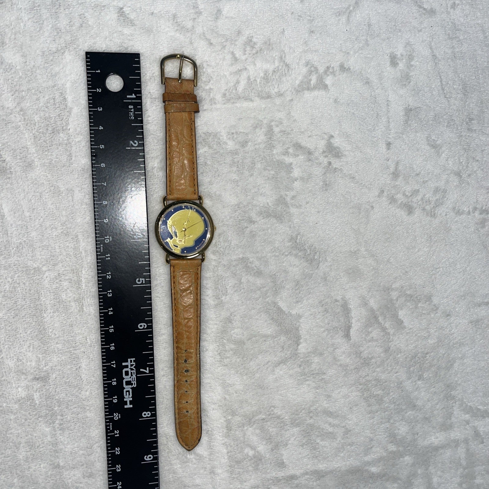 1994 Armitron Watch Tweety Bird Warner Brothers Leather Tan Stainless  UNTESTED 