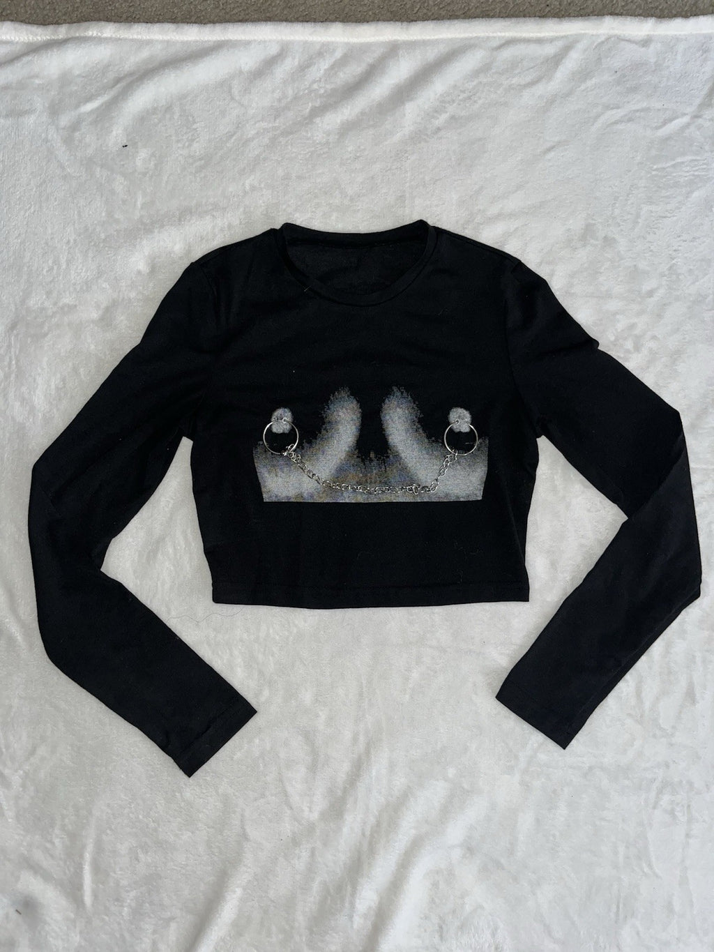 Women’s Pain Is Pleasure Chain Long Sleeve Top - Black Small 