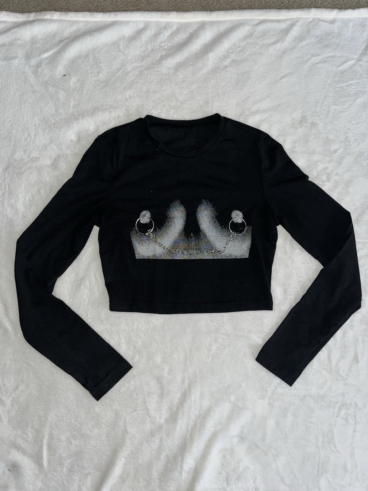 Women’s Pain Is Pleasure Chain Long Sleeve Top - Black Small 