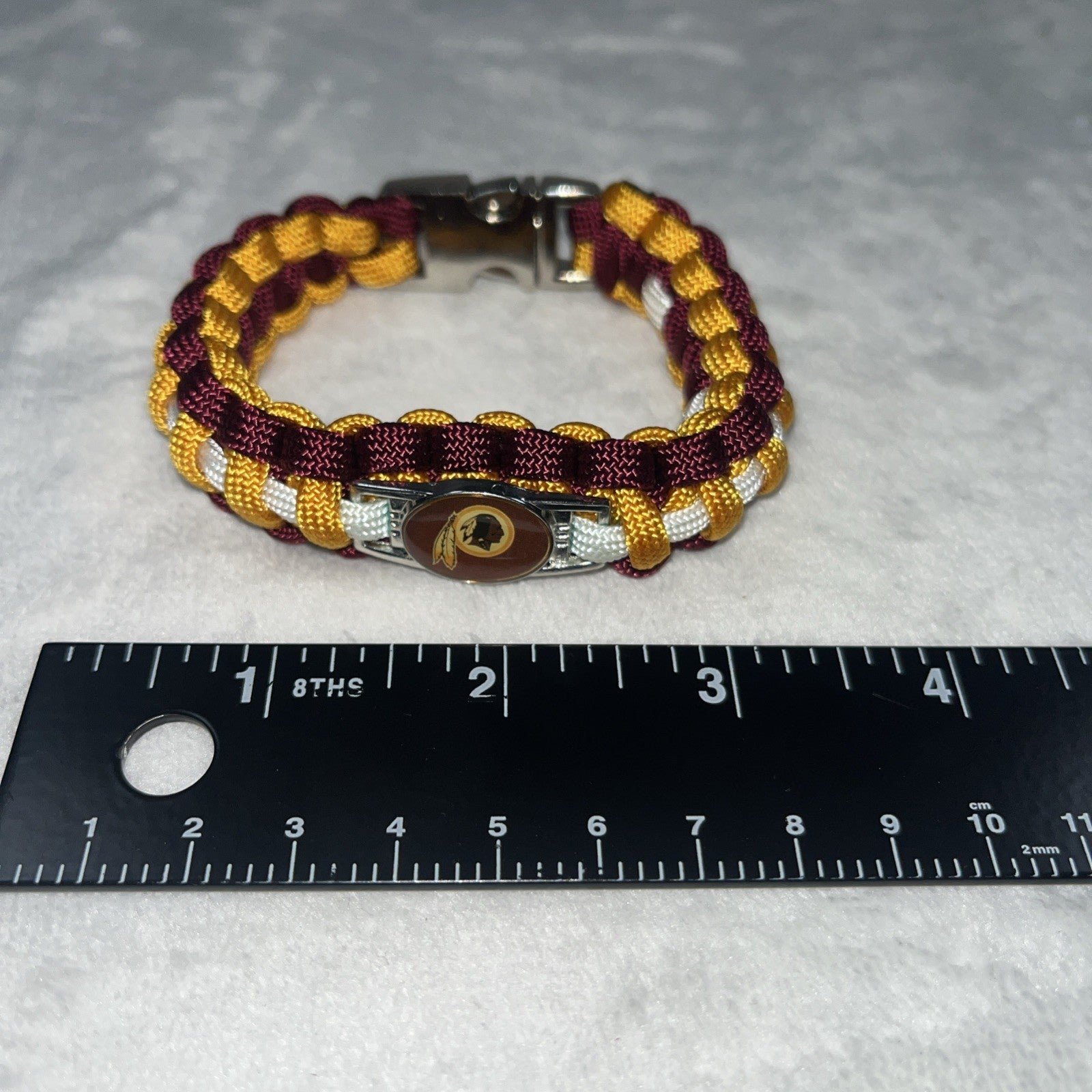 Redskins Bracelet Handmade Shoe String Burgundy And Gold Logo Center Metal Clasp