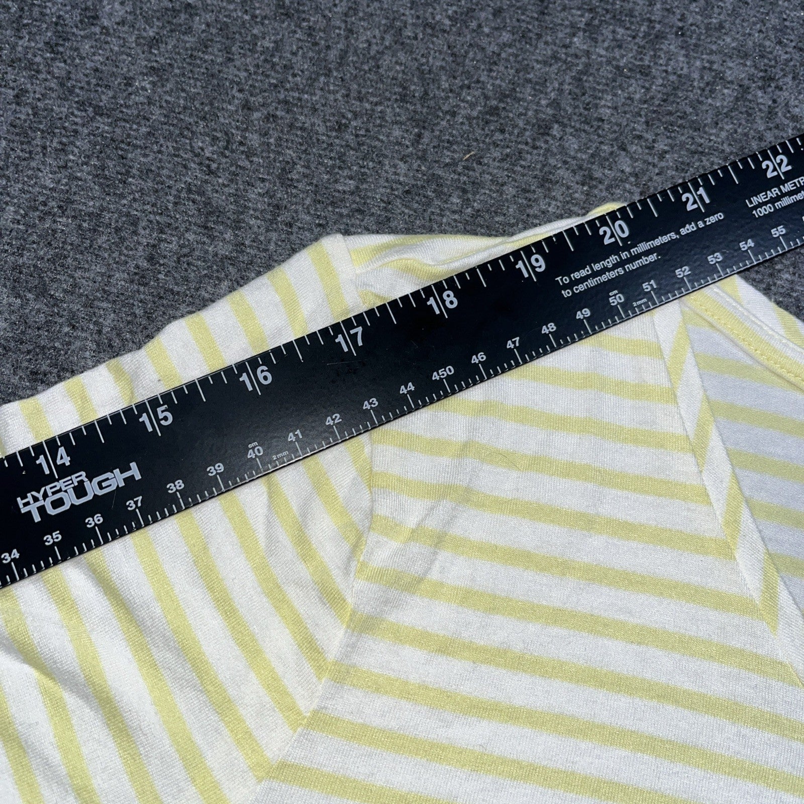 Chico’s Women’s Shirt  Size 2 Yellow Sheer Striped 3/4 Sleeve