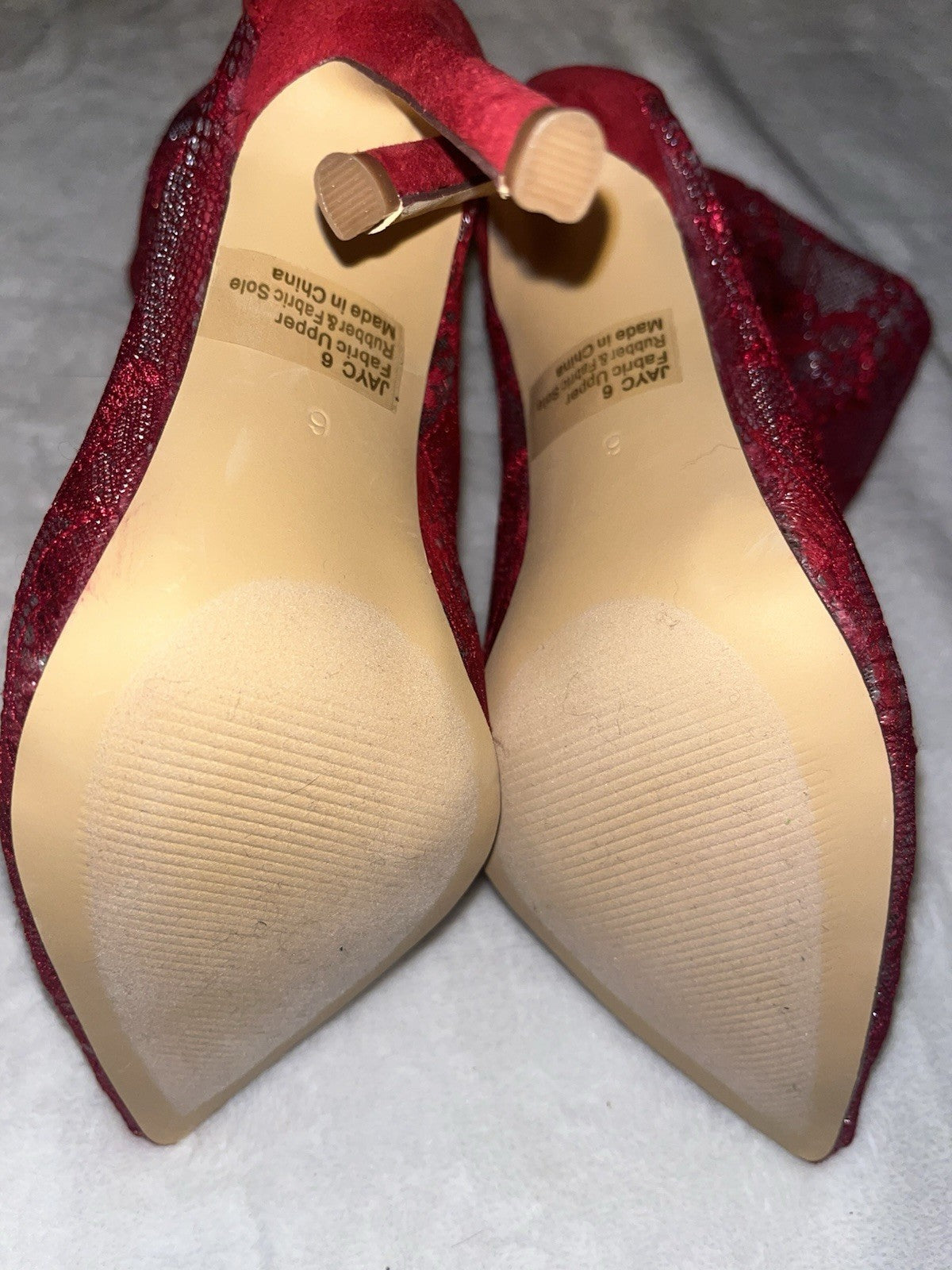 Fashion Nova Red JAYC Lace Ankle Bootie Stiletto Heel Womens Size 6 