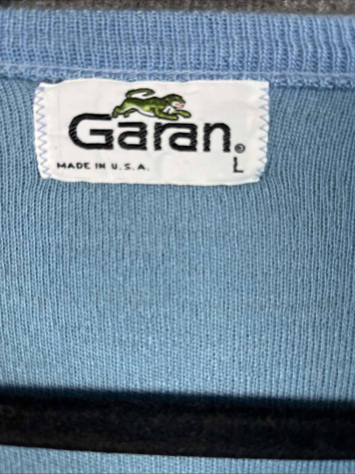 Vintage Garan Sweater Mens Large Blue 90s V Neck Long Sleeve 