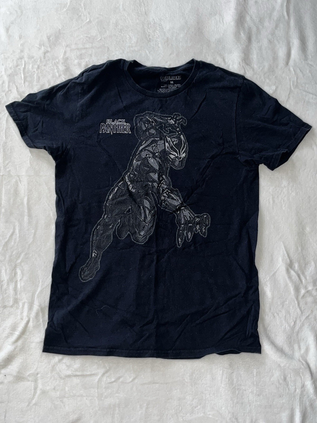 Black Panther Graphic T Shirt Black Mens Size Medium