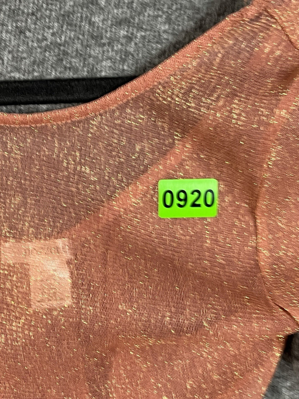 Bozzolo Velvet Glove Bodysuit in peach Mesh Medium Long sleeve 