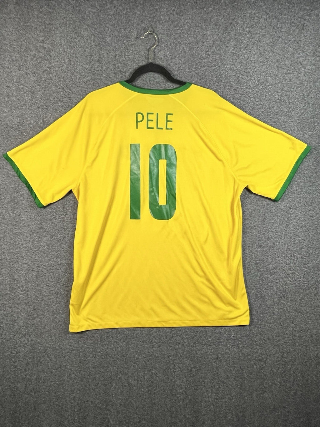 VTG Nike Brazil Nation Football Team PELE number 10 Jersey 2XL Dri Fit Yellow 