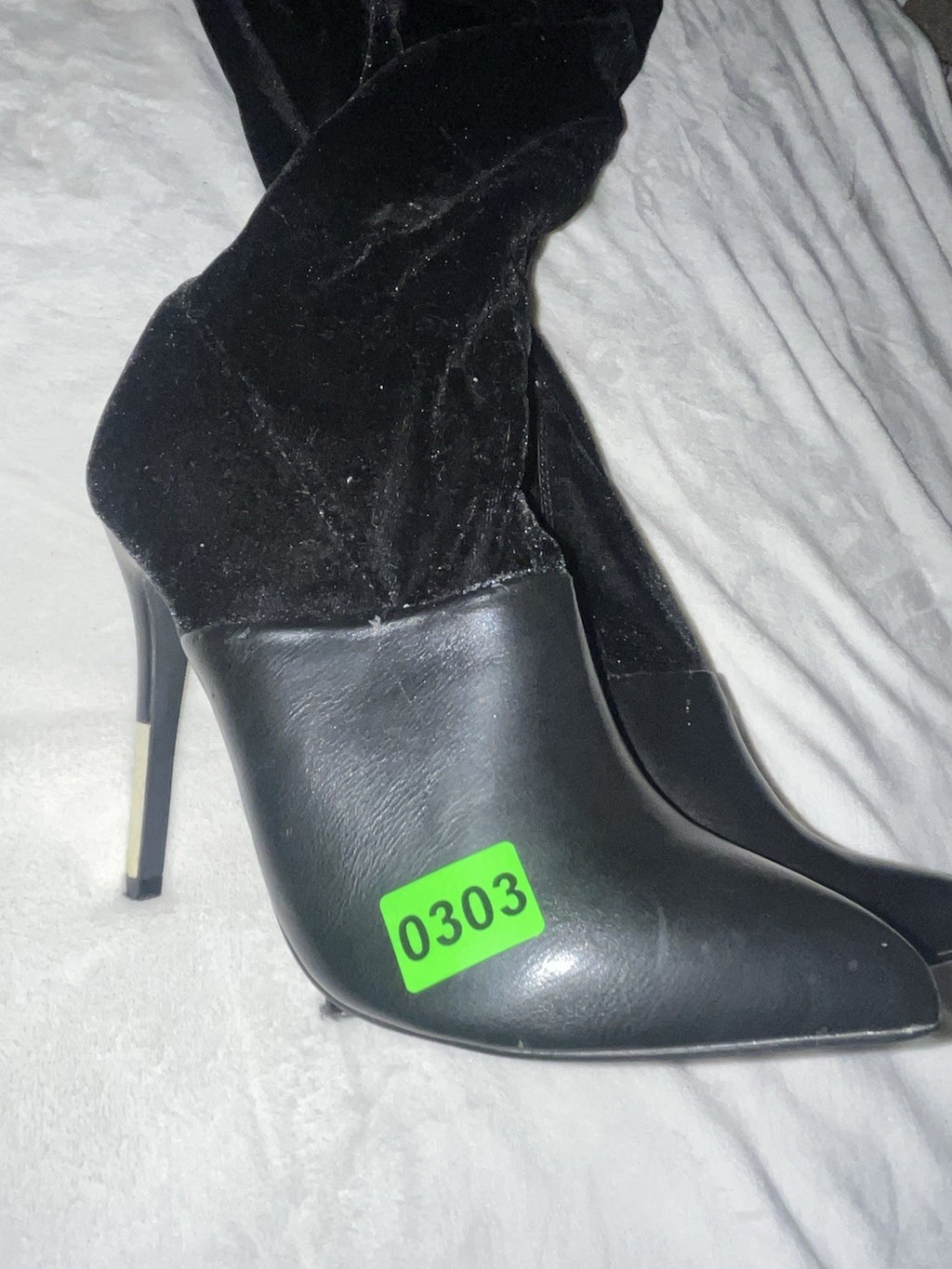 Women’s suede high boots with metal heels black size 8