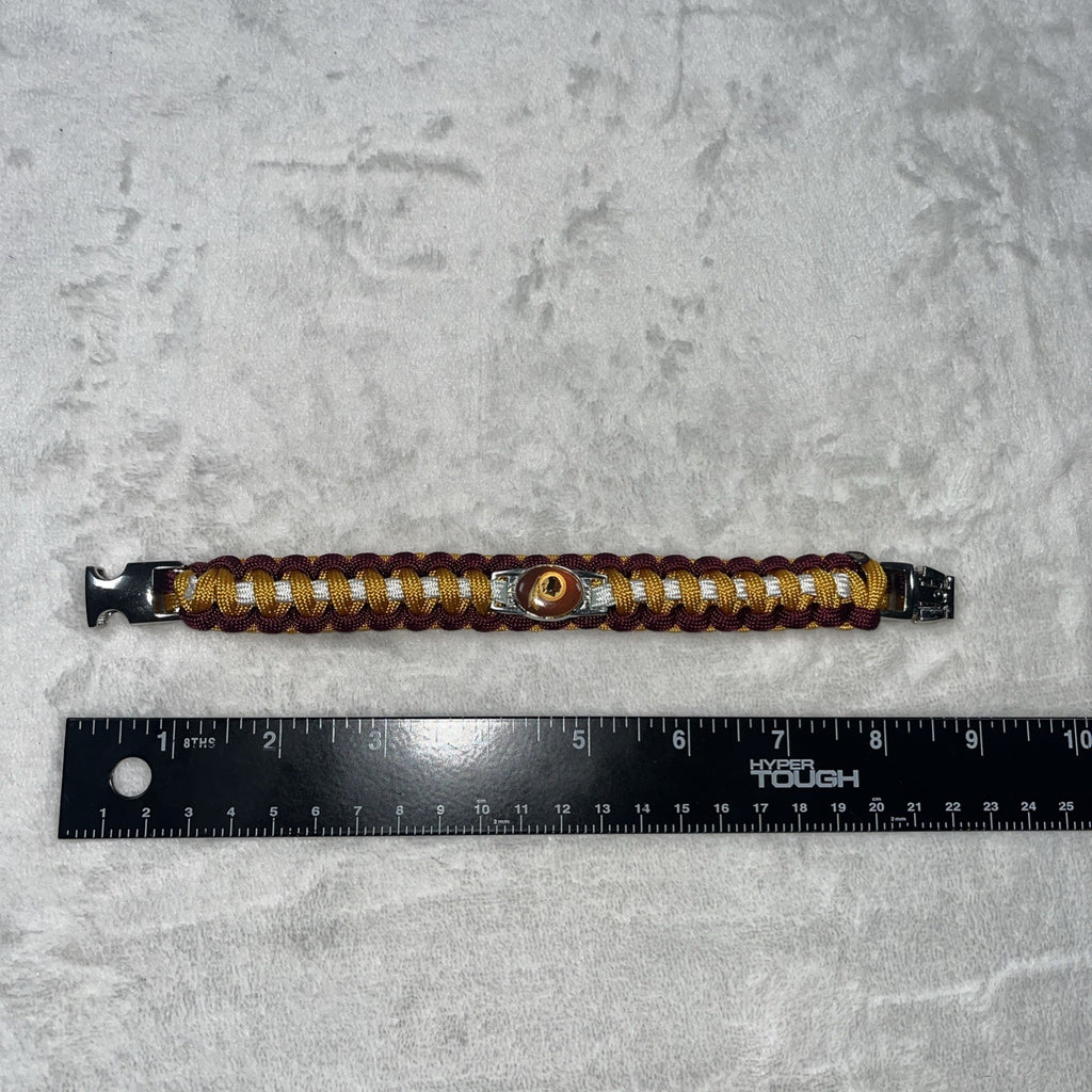 Redskins Bracelet Handmade Shoe String Burgundy And Gold Logo Center Metal Clasp