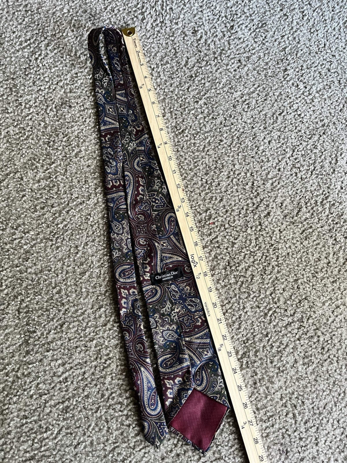 Christian Dior Monsieur Paisley 100% Silk Neck Tie Vintage Made in USA