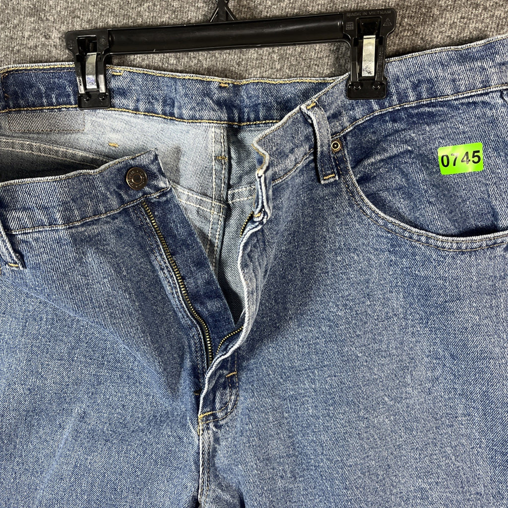 Wrangler Straight Fit Jeans Mens 36x30 Blue Denim Cotton Button Front Zip Fly