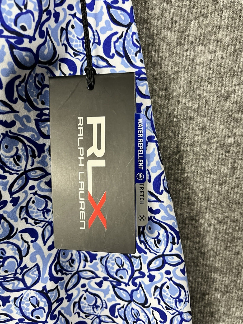 RLX RALPH LAUREN POLO WATER REPELLENT GOLF PANTS FISH PRINT BLUE 33x32 34 NWTS