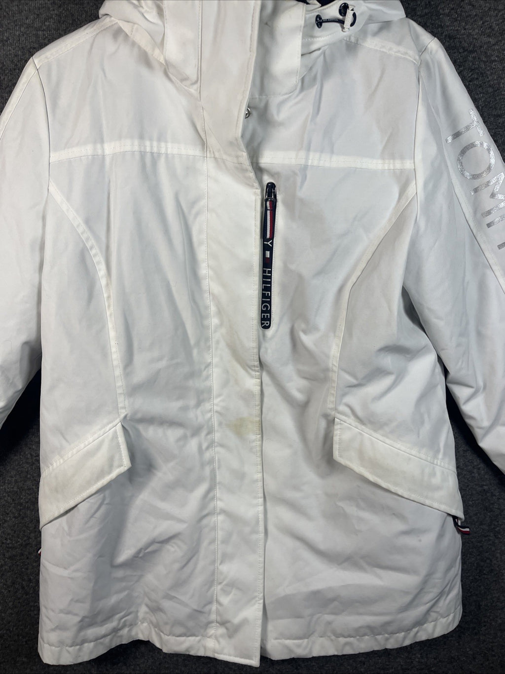 Tommy Hilfiger Women's 3-in-1 Jacket Removable Hoodie Navy/White