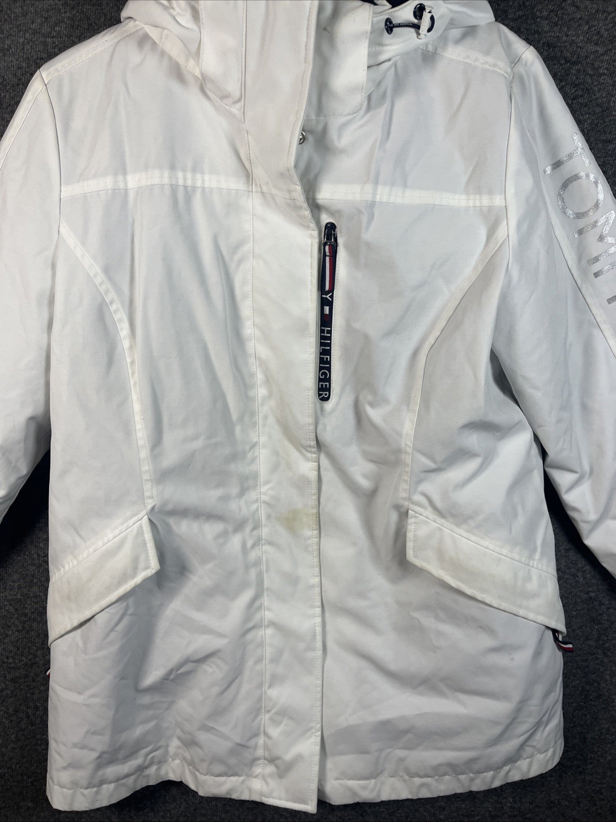 Tommy Hilfiger Women's 3-in-1 Jacket Removable Hoodie Navy/White