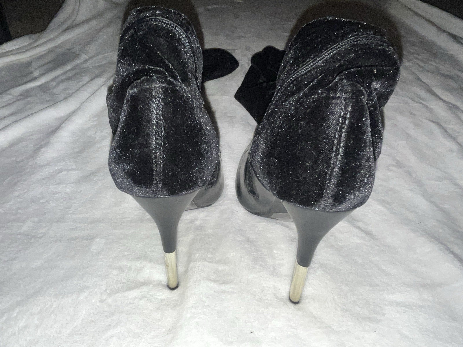 Women’s suede high boots with metal heels black size 8