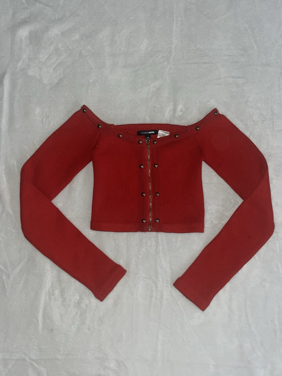 Fashion Nova Women Sweater Small Red Rayon Blend Knit Long Sleeve Pullover