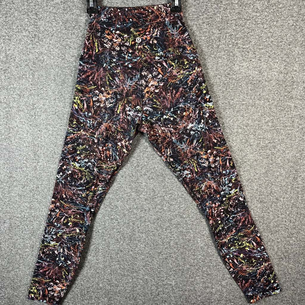 Women's Lululemon Yoga Leggings Size 6 Athletic Fitness Gym Purple Floral #346