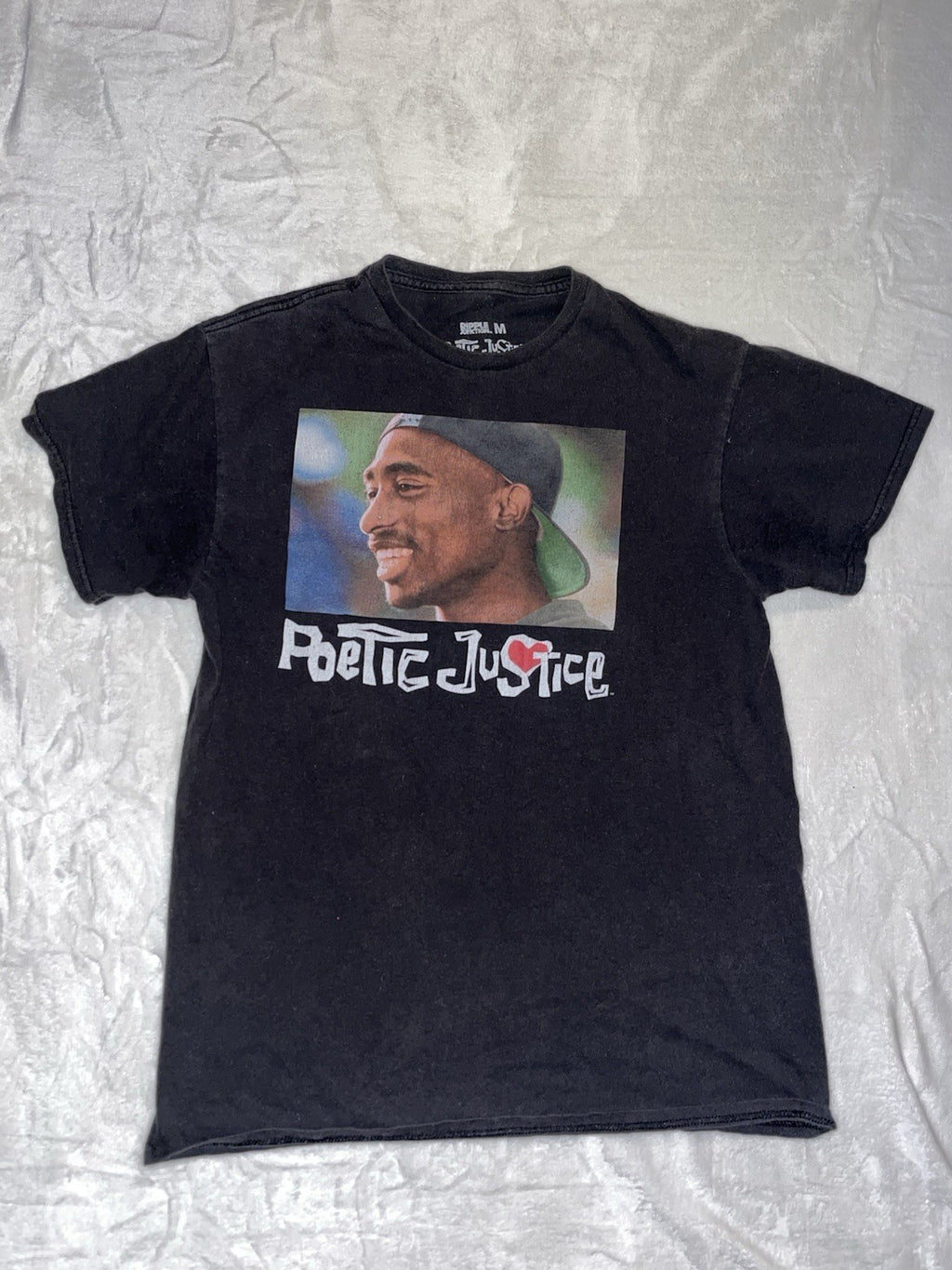 Poetic Justice Tupac Shirt Crew Neck Short Sleeve Black Unisex Medium 