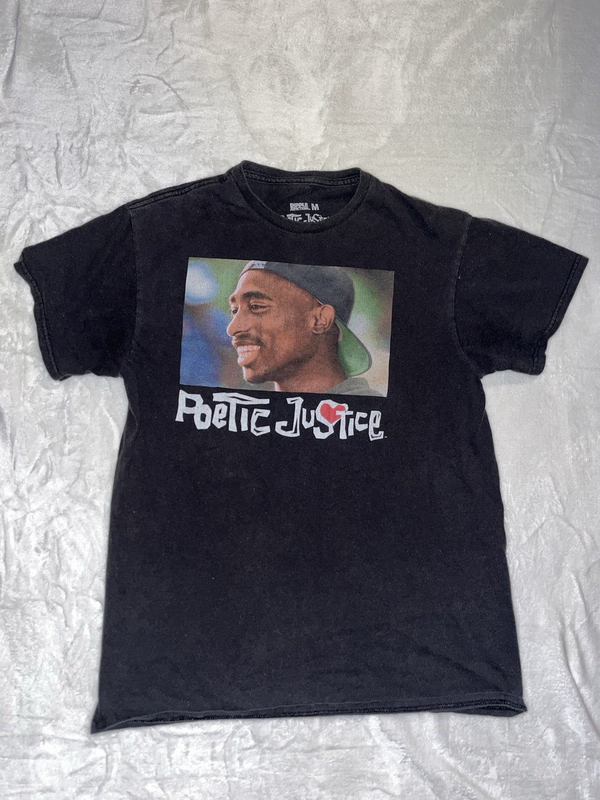Poetic Justice Tupac Shirt Crew Neck Short Sleeve Black Unisex Medium 