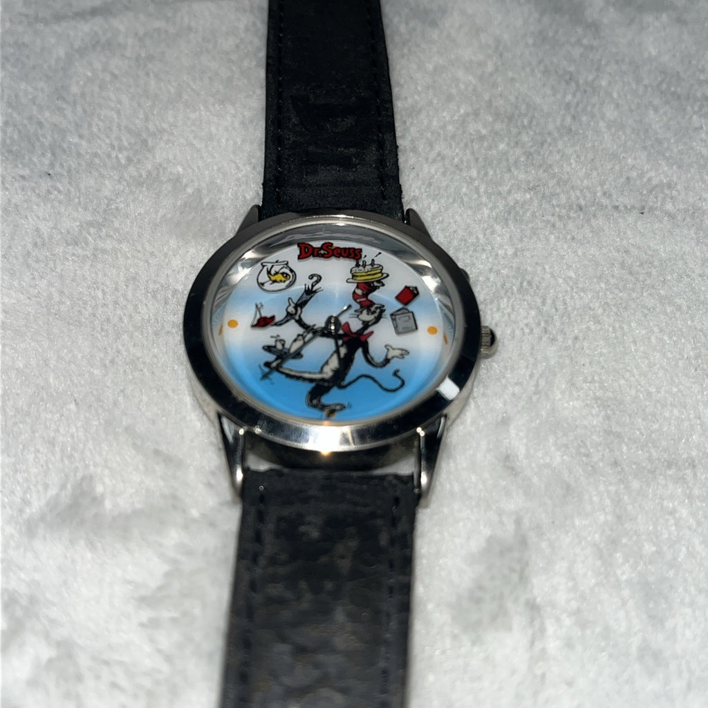 The Cat In The Hat Dr. Suess Watch Leather Stainless Steel 1997 Water Resistant 