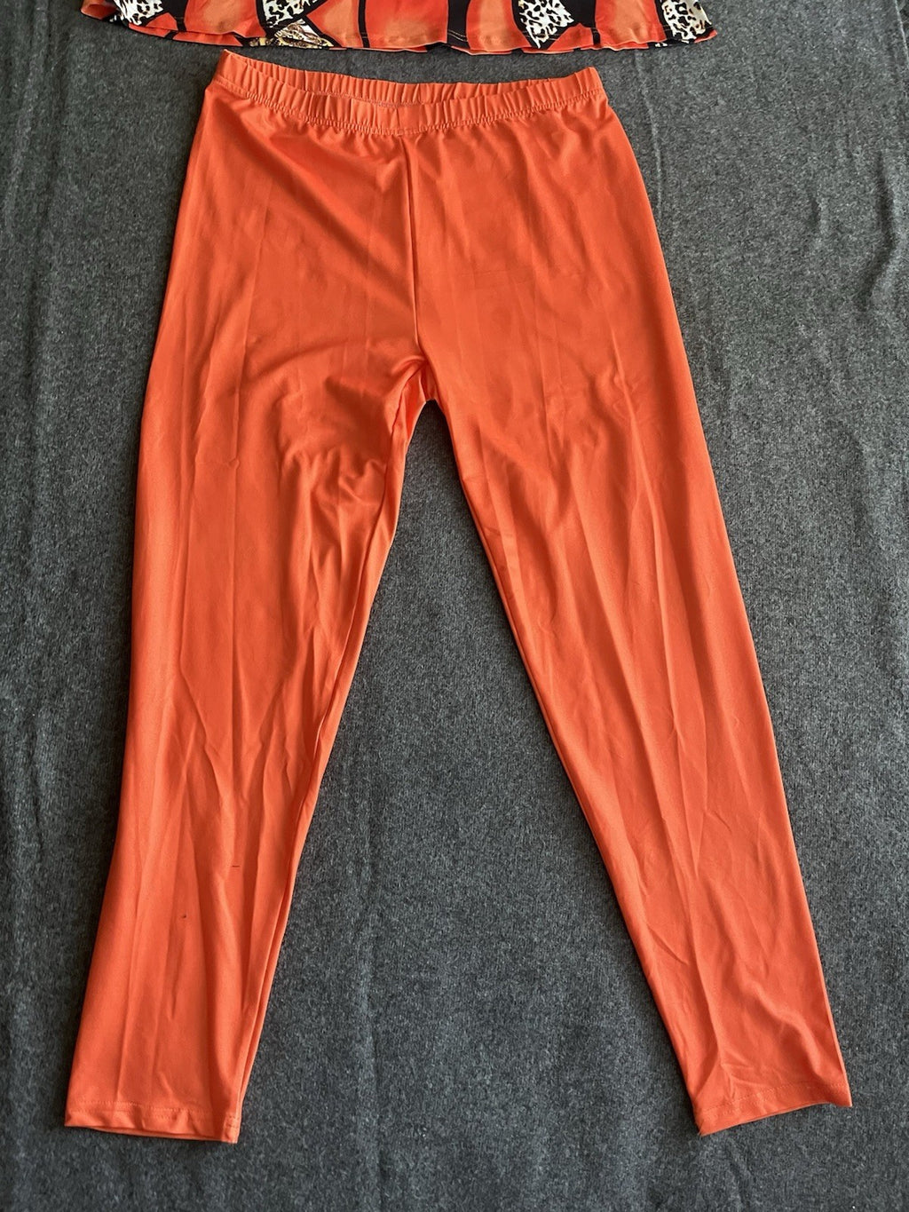 EMERY ROSE 2pcs Women's Fleece Loose Long Sleeve Shirt Set Orange XL Pants 