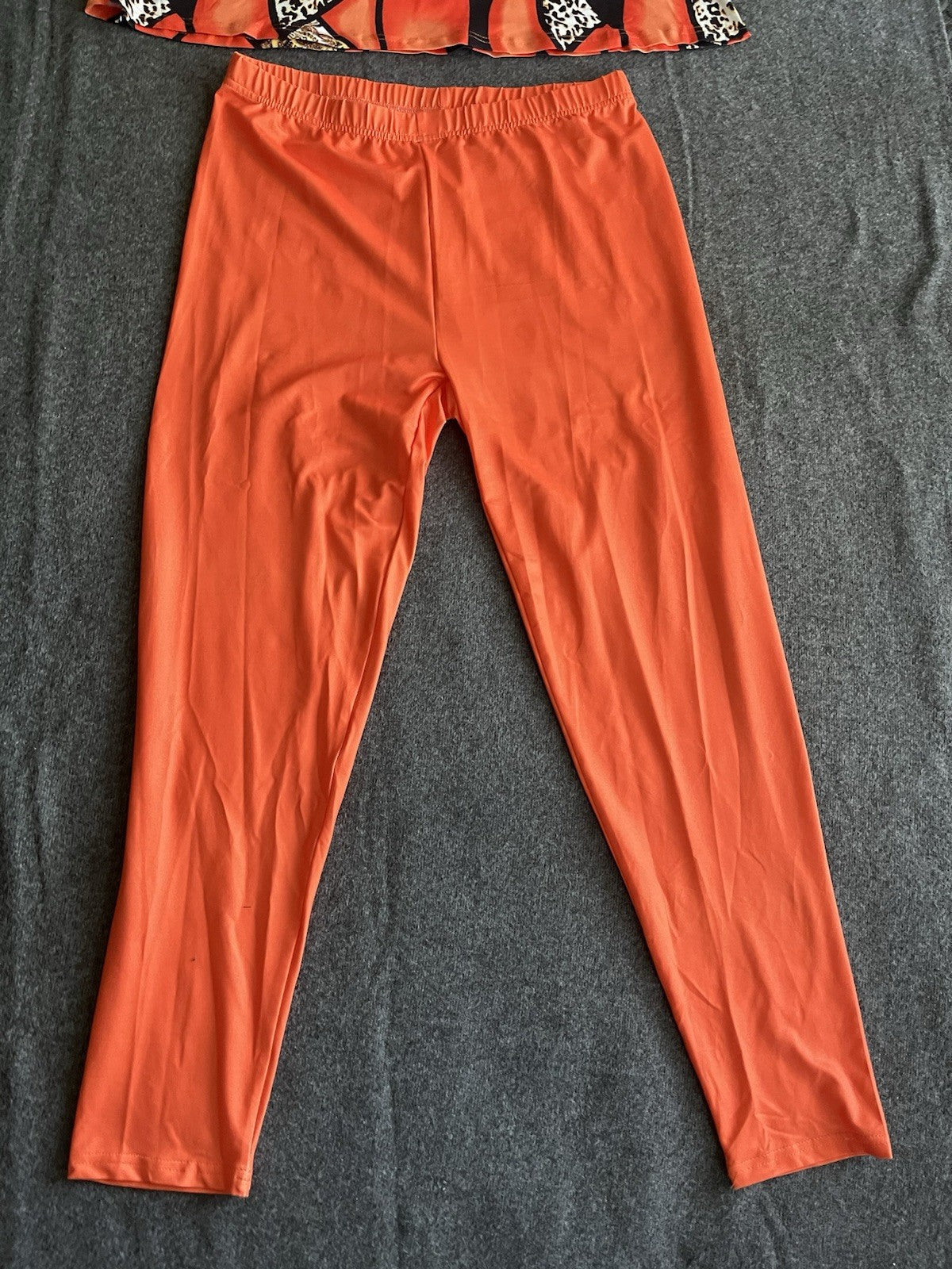 EMERY ROSE 2pcs Women's Fleece Loose Long Sleeve Shirt Set Orange XL Pants 