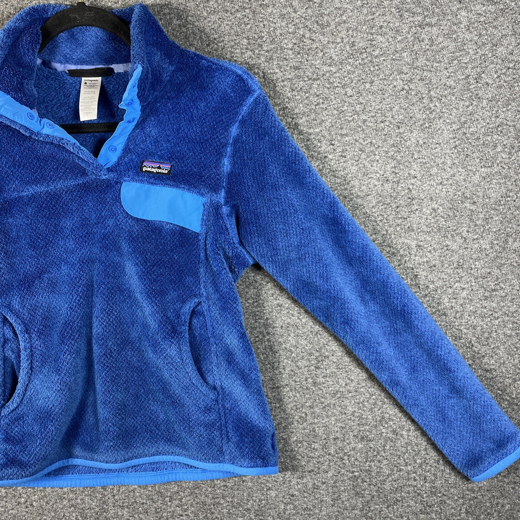 Patagonia Jacket Women S Blue Re-Tool Snap T Pullover Sweater Pockets Polartec