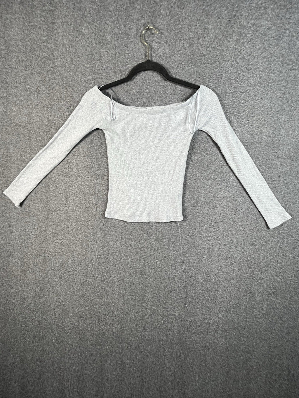 Ambiance grey ribbed off-shoulder long-sleeve top M Regular Fit Pullover 