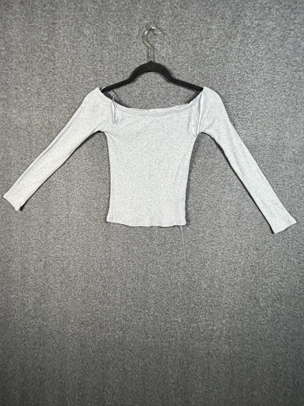 Ambiance grey ribbed off-shoulder long-sleeve top M Regular Fit Pullover 