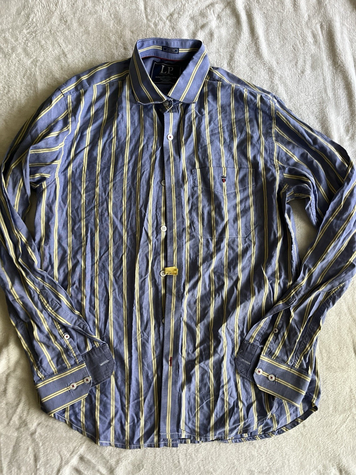 Louis Philippe Slim Fit shirt Men’s Large Blue Striped 