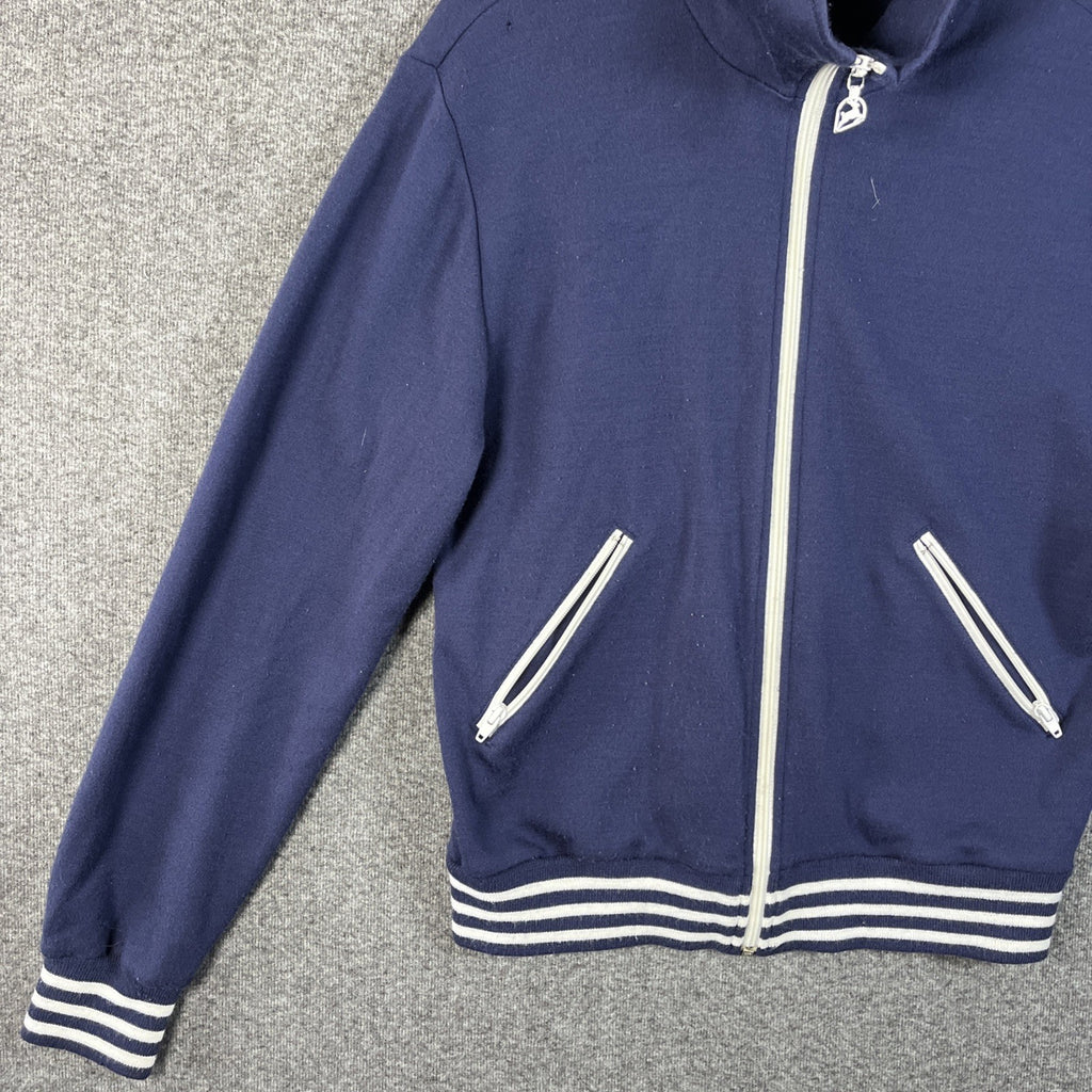 Vintage White Stag tennis sweater zip up two pockets blue medium men’s