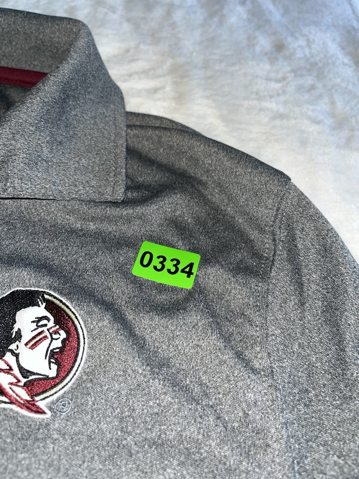 Men's Medium Florida State University Seminoles Polo Shirt Gray Short Sleeve