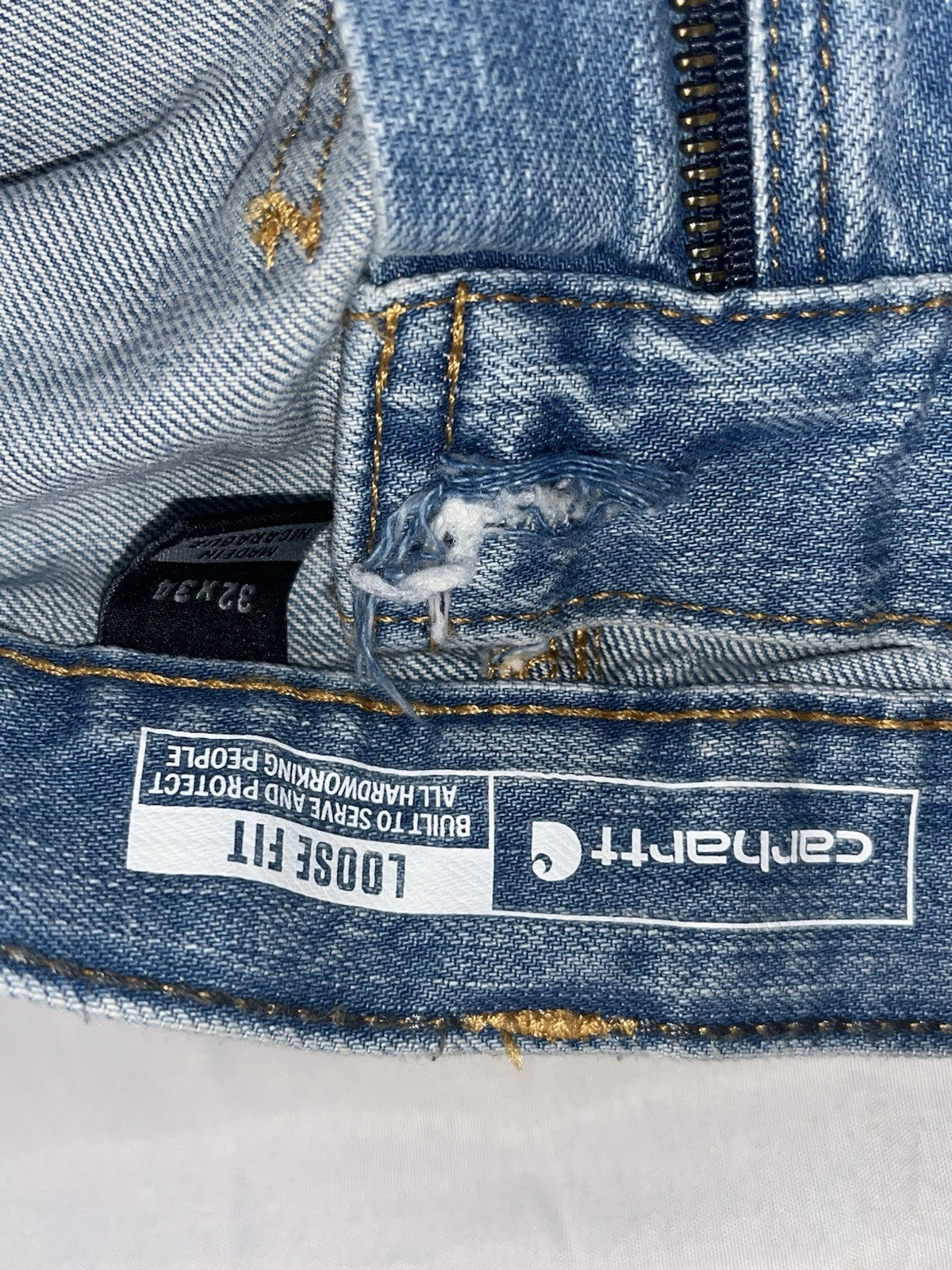 Carhartt Jeans Men's 32X34 Loose Fit Straight Leg Dark Wash Blue Denim BD4941-M