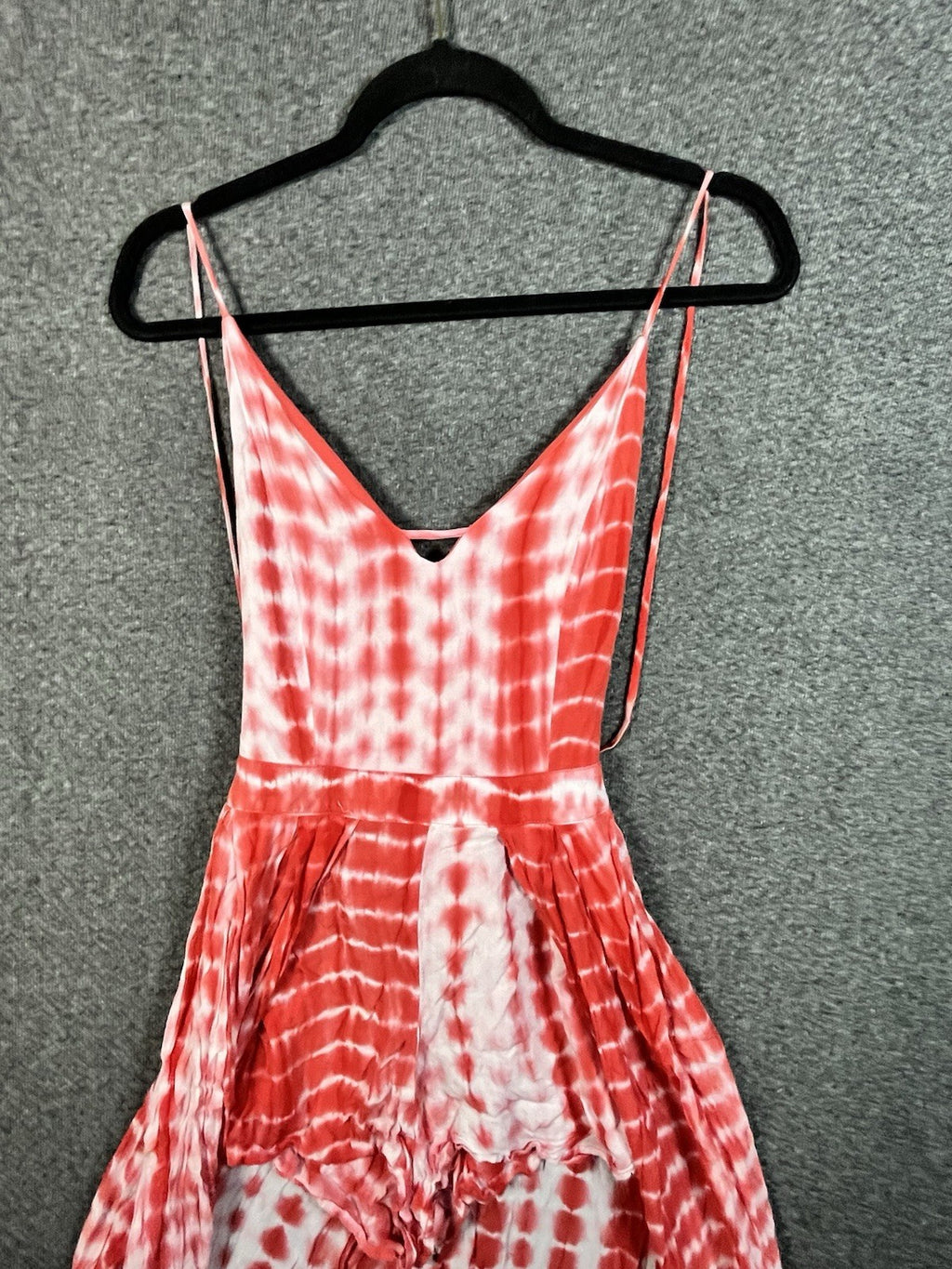 Fashion nova Studio West tie-dye lace trim maxi dress M Red White