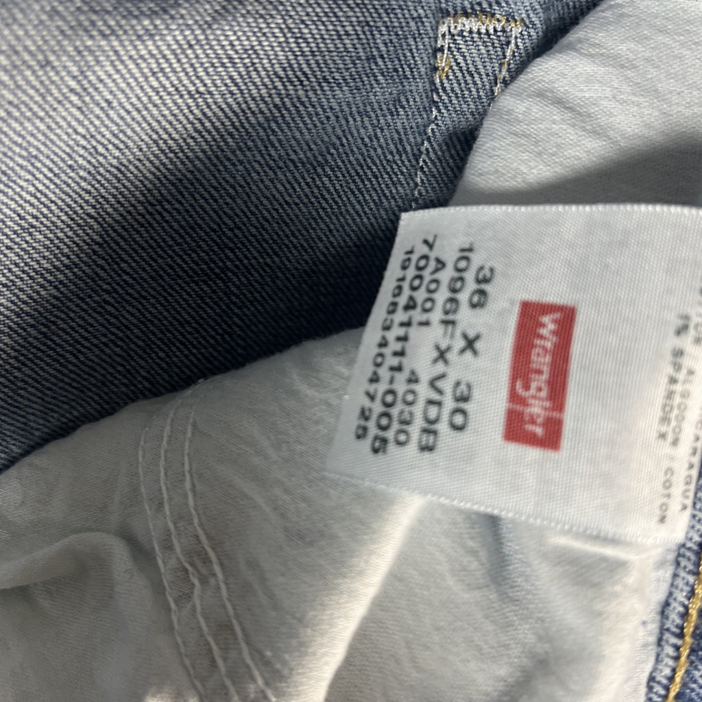 Wrangler Straight Fit Jeans Mens 36x30 Blue Denim Cotton Button Front Zip Fly
