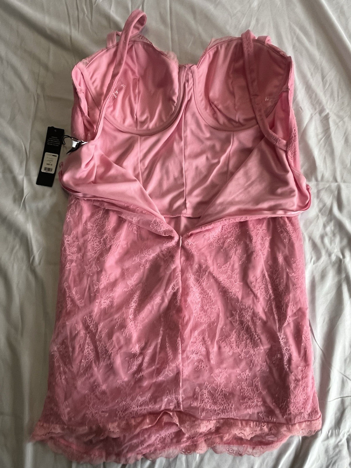Fashion Nove Steal Your Heart Lace Mini Dress Pink Women’s Size XL