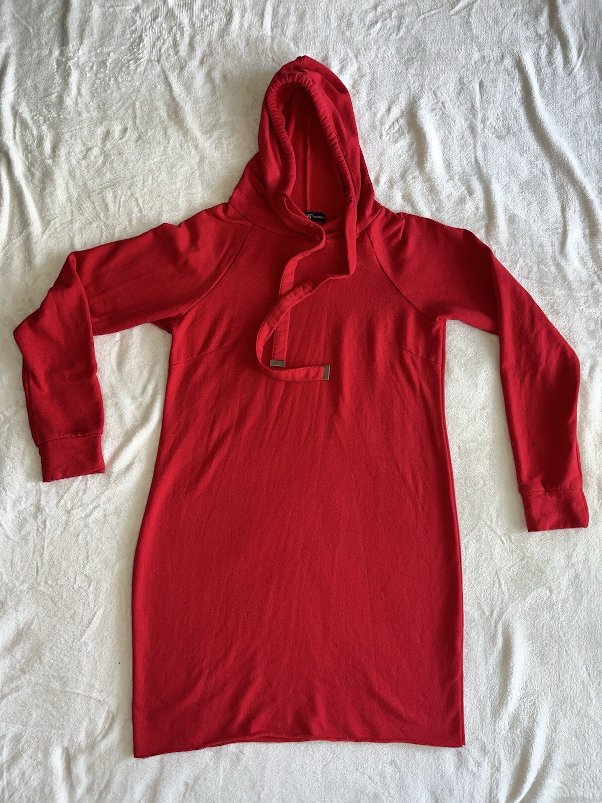Almost Famous Women’s Hoody Dress Long Sleeve M Red Cotton Fleece 