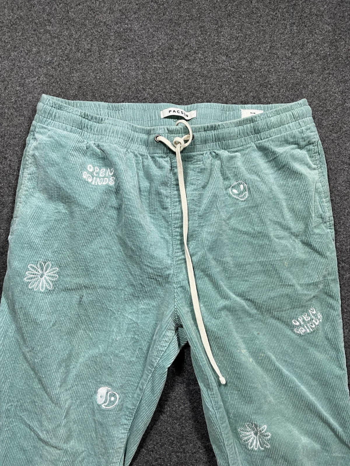 Pacsun Embroidered Corduroy Trouser Pants Green Large