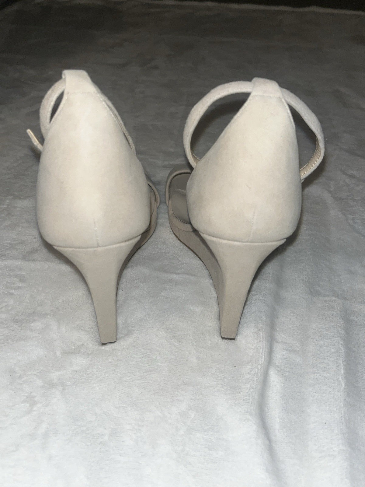 Aldo Wedge Sandals High Heel Tan Strap Buckle 8.5