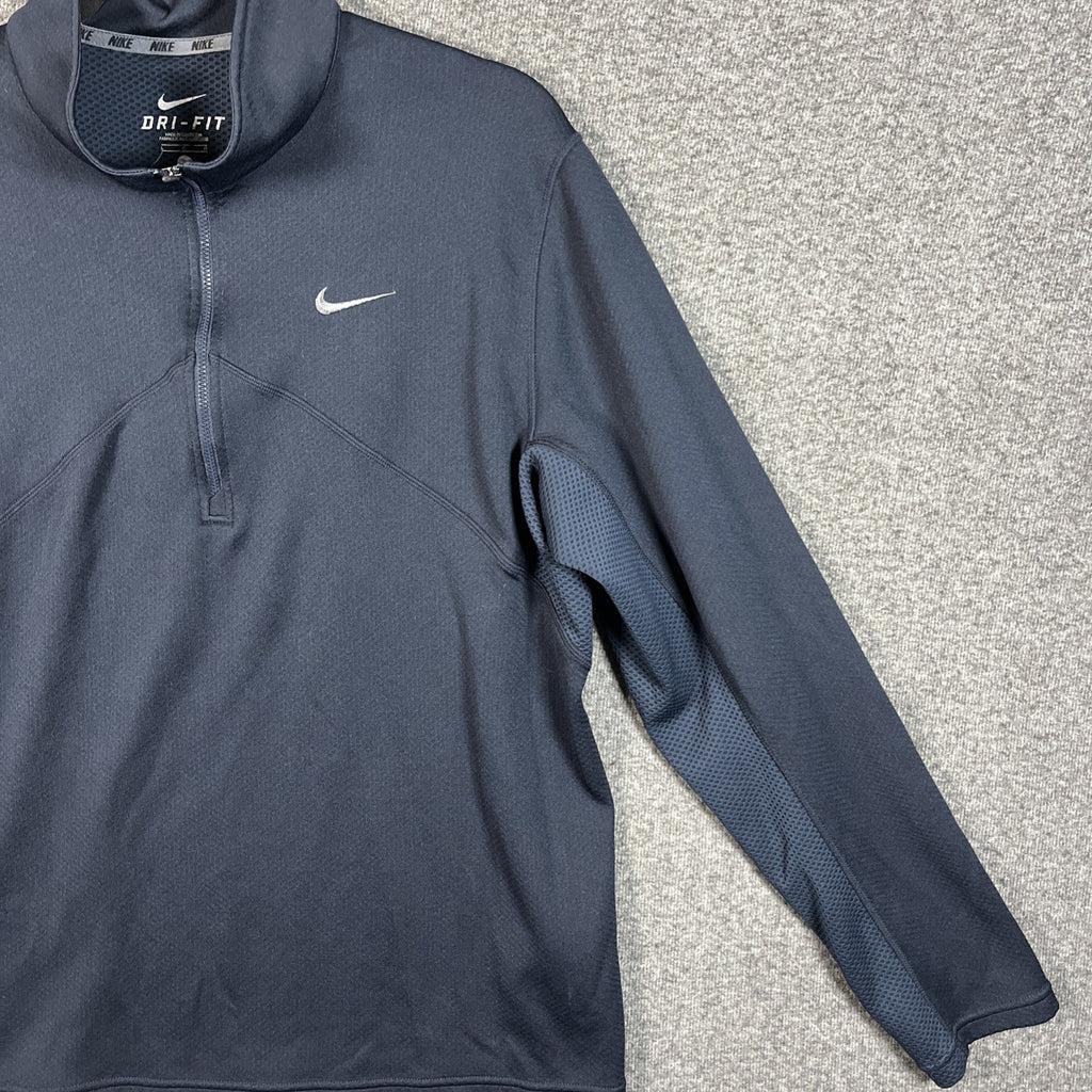 Nike 1/4 Zip Pullover Sweatshirt Dri-Fit Long Sleeve Men's Size Large Blue 10005