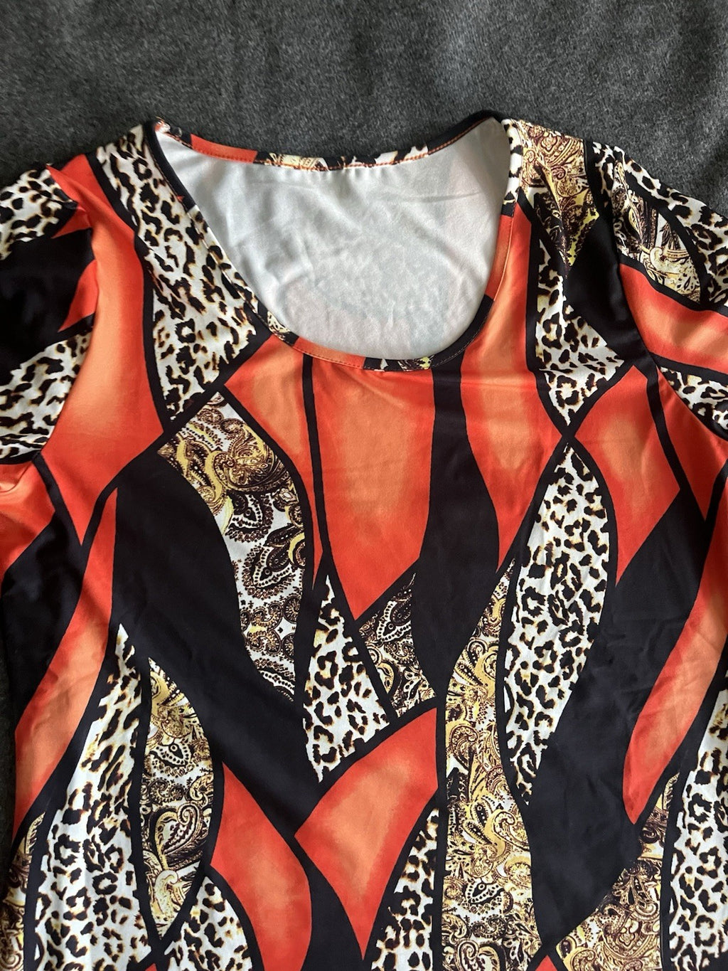 EMERY ROSE 2pcs Women's Fleece Loose Long Sleeve Shirt Set Orange XL Pants 