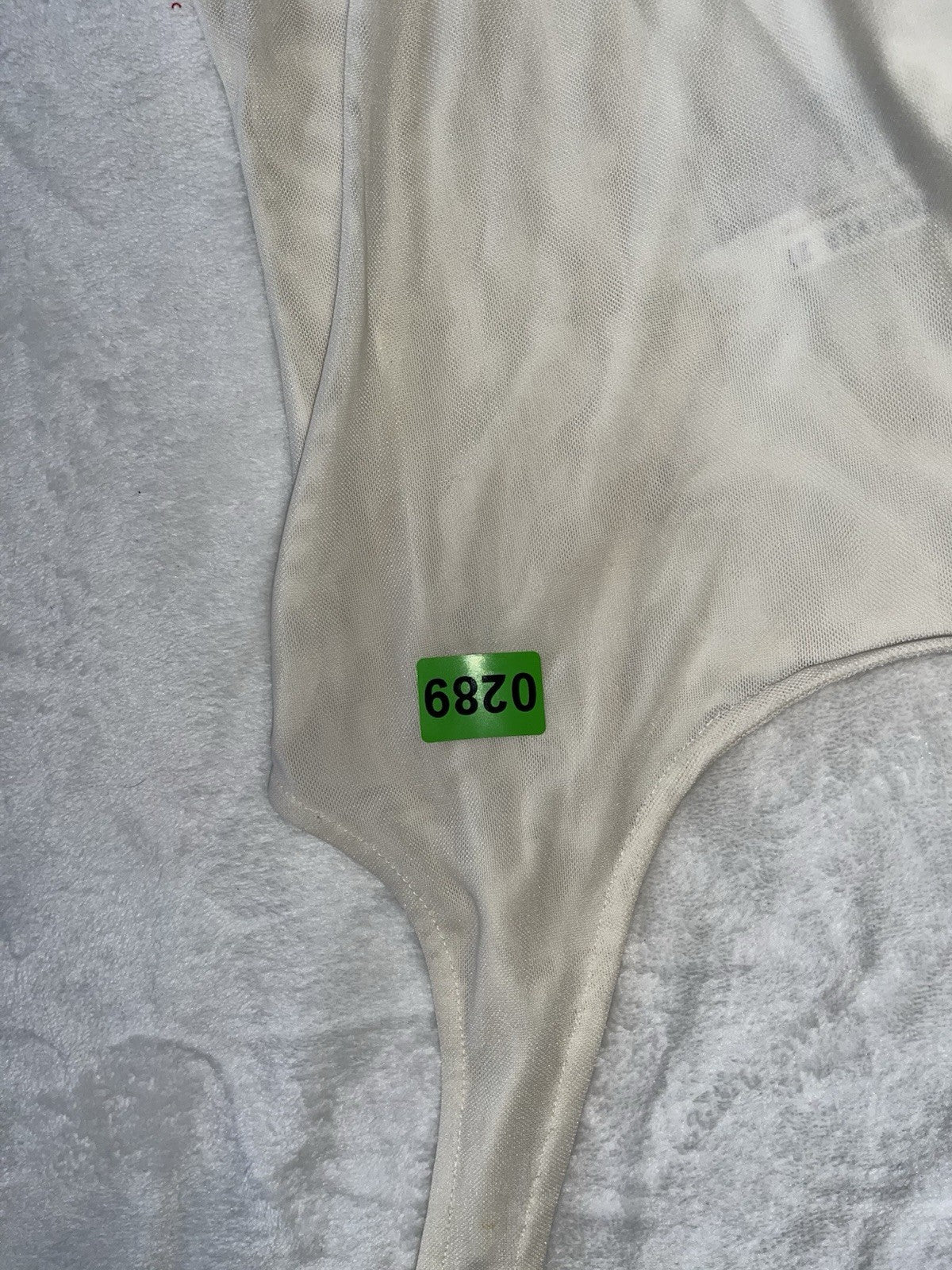 Forever 21 One Piece Leotard Tank Top Mesh White Snap Closure Small 