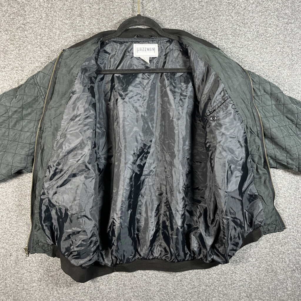 Jazzman Men’s Quilted Bomber Jacket Long Sleeve Silk M Polyester Black