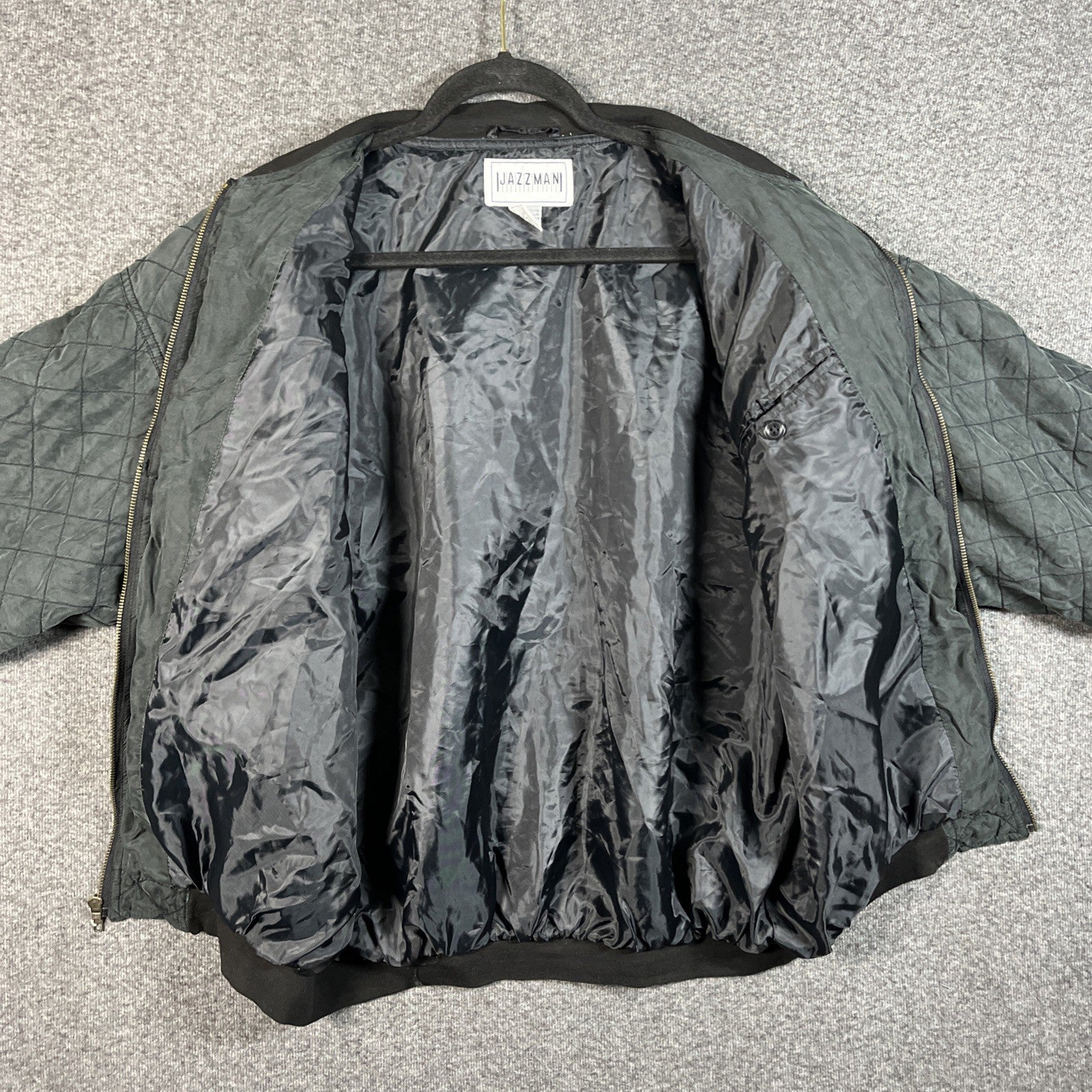 Jazzman Men’s Quilted Bomber Jacket Long Sleeve Silk M Polyester Black
