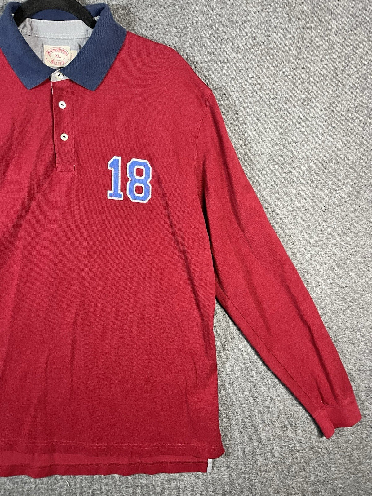 Brooks Brothers Polo Shirt Men's 2XL Red Long Sleeve Cotton Casual Original Fit