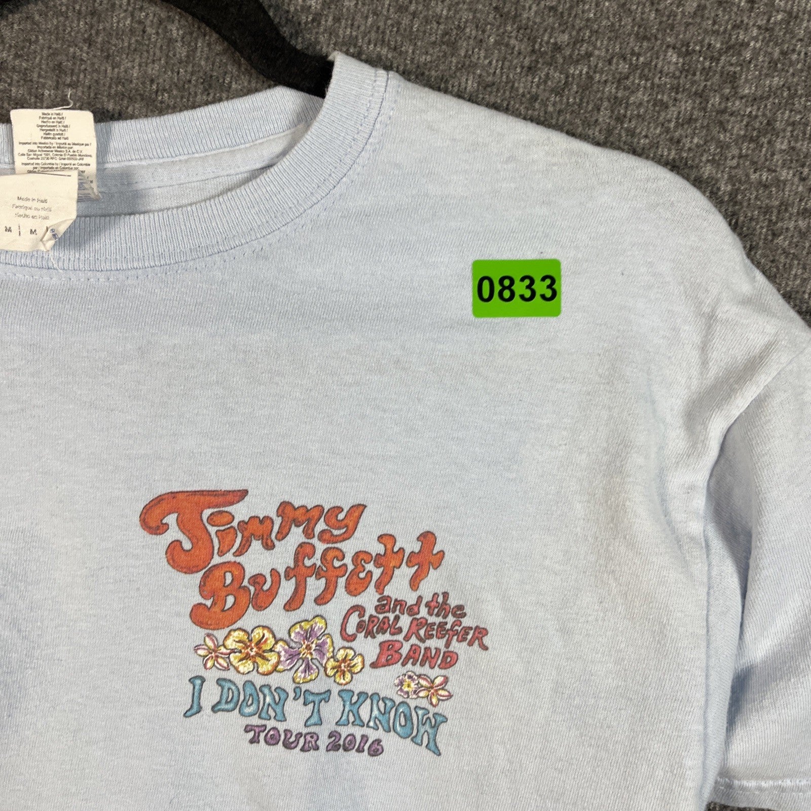 Jimmy Buffet and The Coral Reefer I Don’t Know Tour 2016 T Shirt M Men’s Blue 