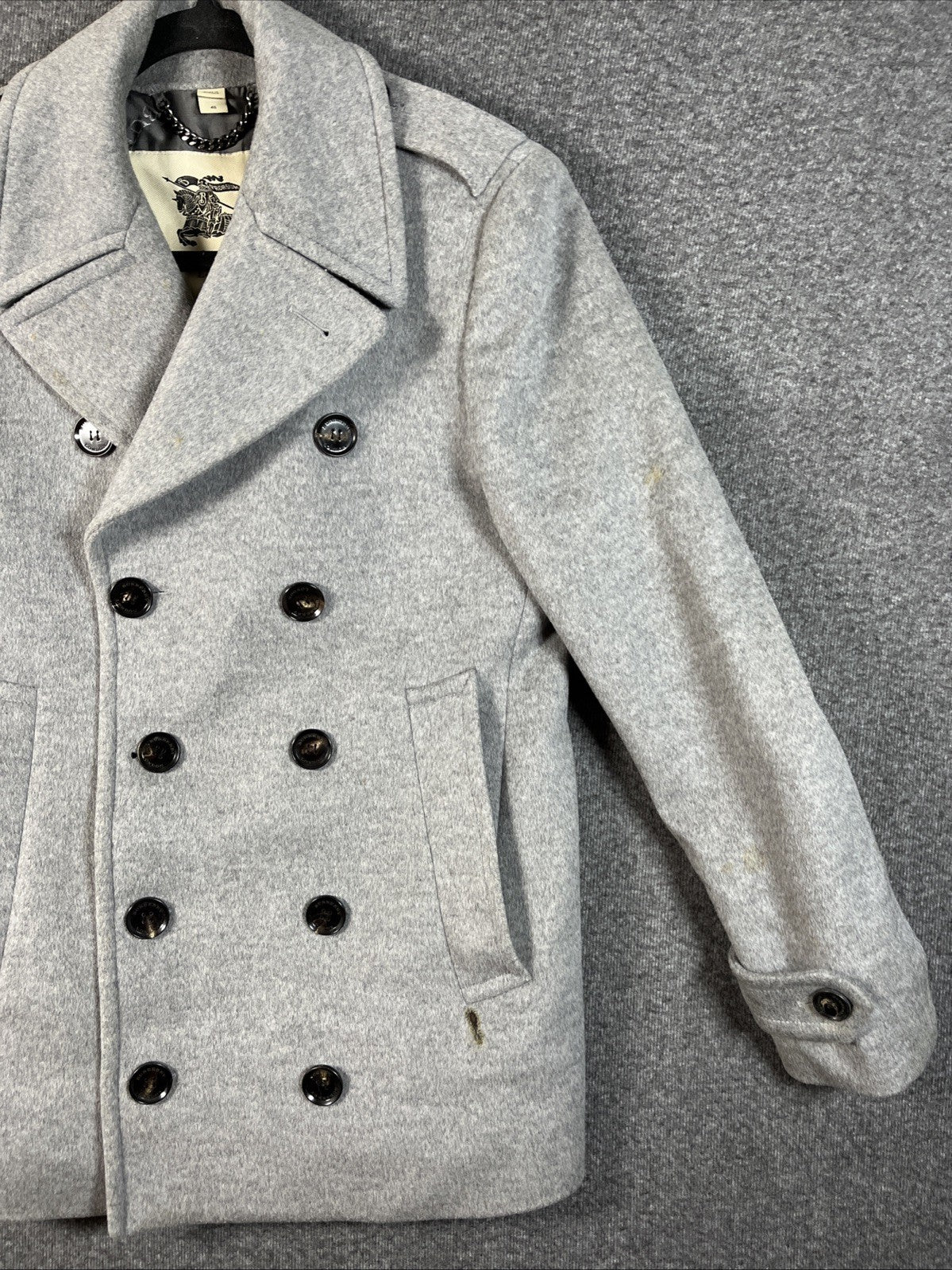 Burberry London Peacoat Women’s Gray Size 46 Wool Button Closure 