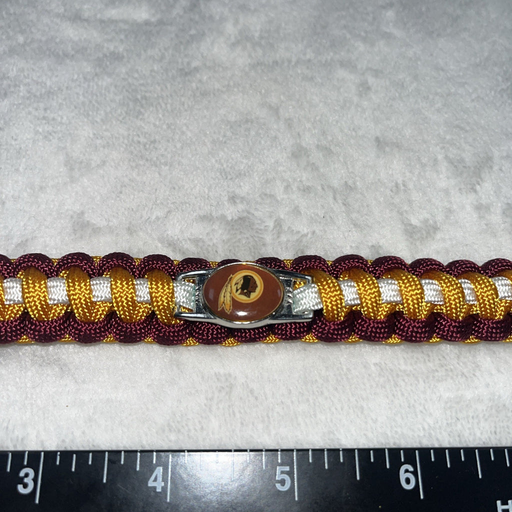 Redskins Bracelet Handmade Shoe String Burgundy And Gold Logo Center Metal Clasp