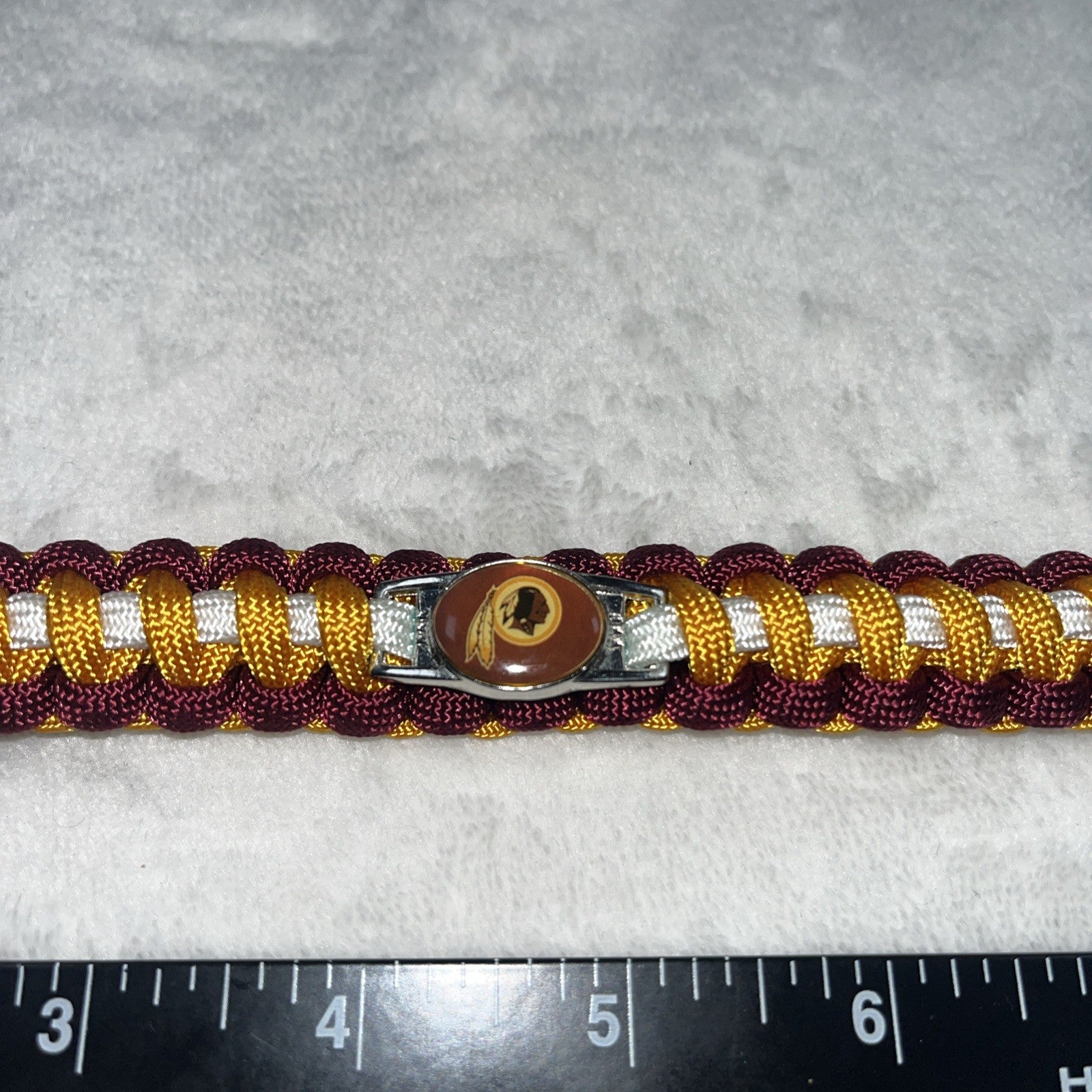 Redskins Bracelet Handmade Shoe String Burgundy And Gold Logo Center Metal Clasp