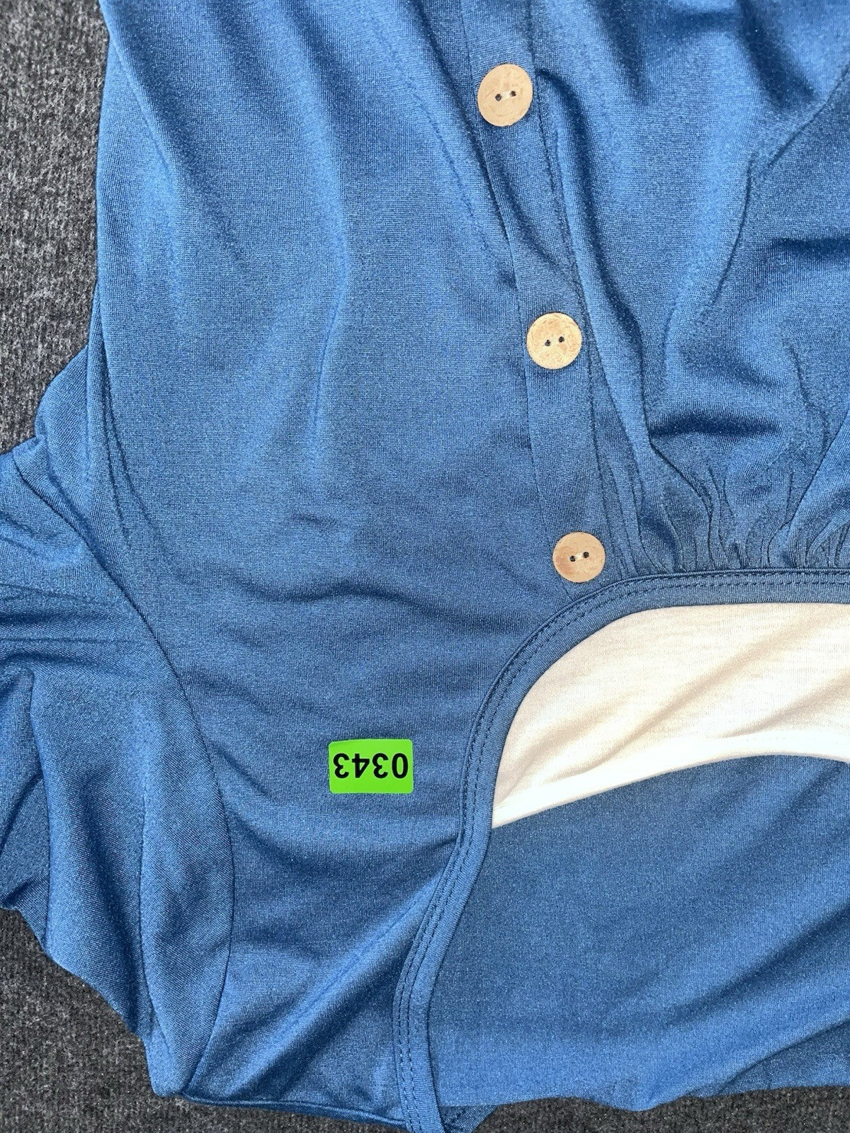 Women’s Color Block T Shirt Buttons Blue And White Short Sleeve XL
