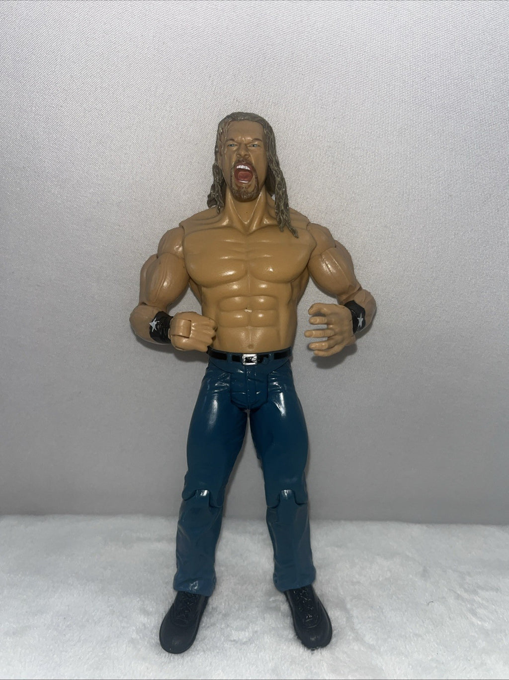 Jakks Pacific WWE action figure Edge 2003 Blue Jeans Long Hair No shirt 